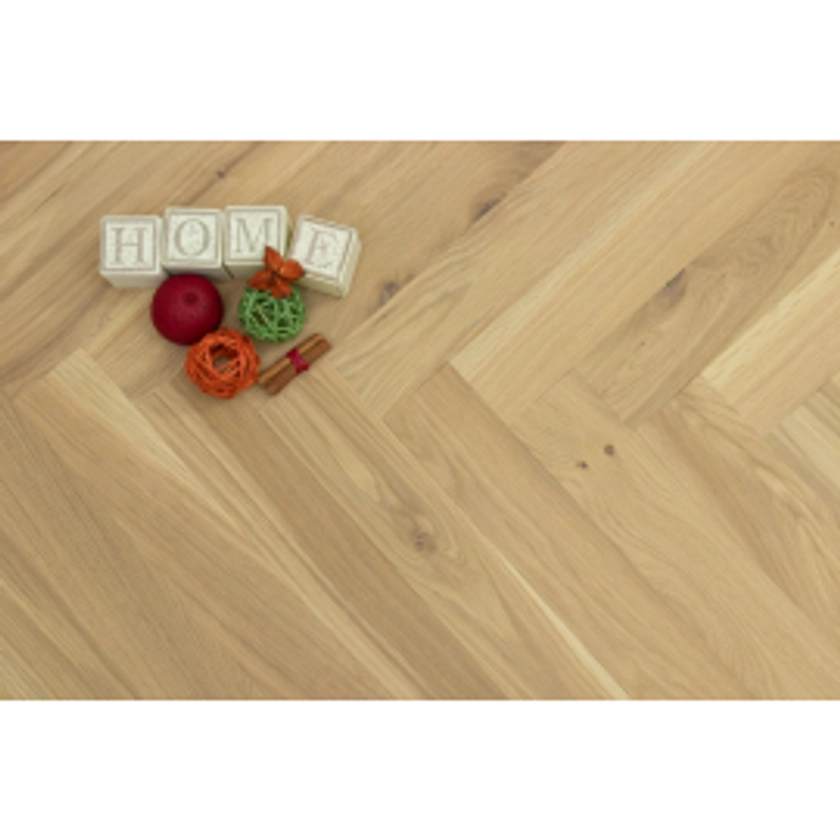 Natural Engineered Flooring Oak Herringbone Non Visible UV Oiled No Bevel 11/3.6mm By 70mm By 490mm