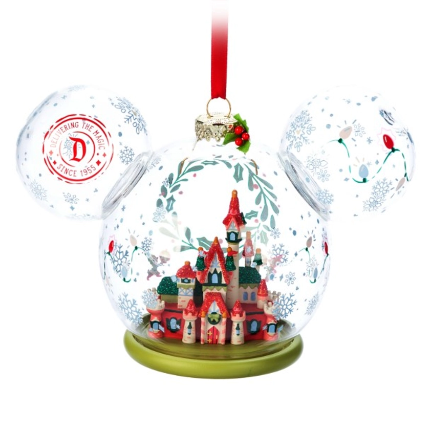 Mickey Mouse Icon Sleeping Beauty Castle Holiday Glass Sketchbook Ornament – Disneyland | Disney Store