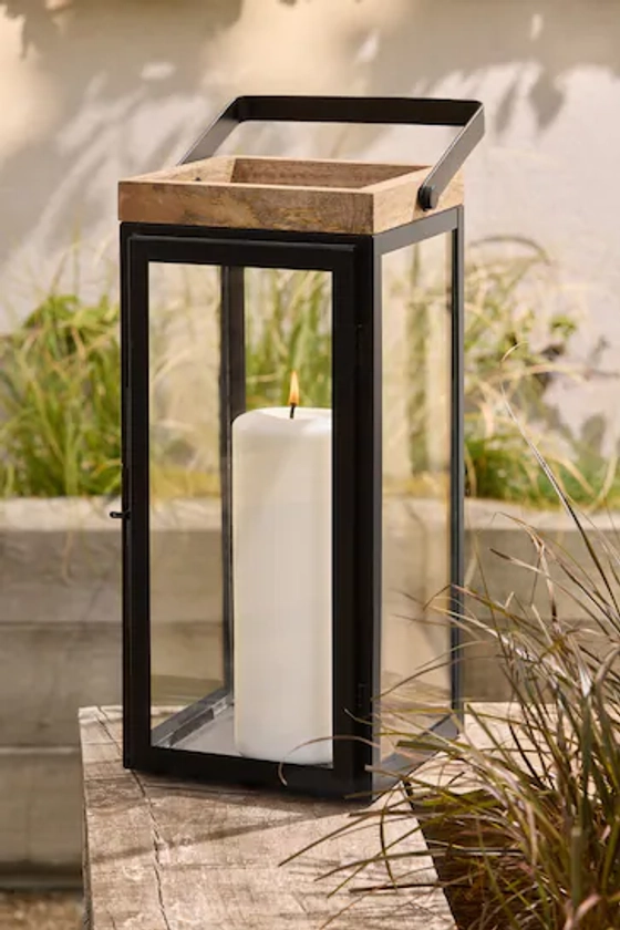 Buy Black Bronx Extra Large Wood And Glass Lantern from the Next UK online shop