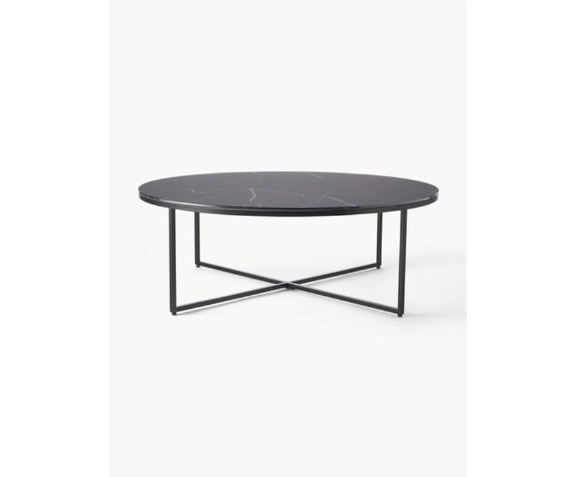 Table basse ronde XL avec plateau look marbre Antigua | Westwing