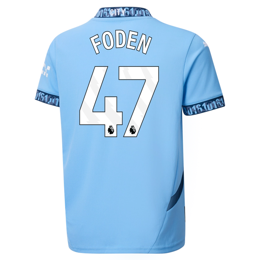 Kids' Manchester City Home Jersey 2024/25 With FODEN 47 Printing