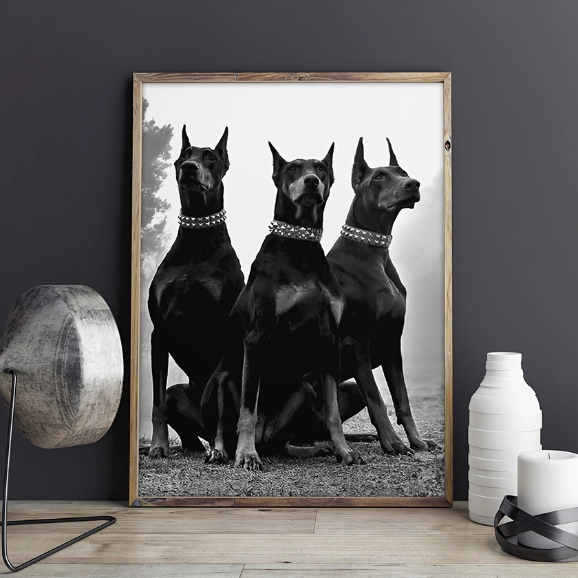 1pc Art Canvas Print Poster, Pinscher Canvas Wall Art, Artwork Wall Painting For Bathroom Bedroom Office Living Room Wall Decor, Home Decoration, No F