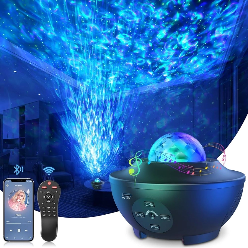 Projecteur Ciel Etoile, Projecteur Galaxie Veilleuse Etoile Projection Avec Minuterie/Télécommande/Haut - Parleur Bluetooth, Lampe Led Decoration Chambre, Veilleuse Enfant et Adulte