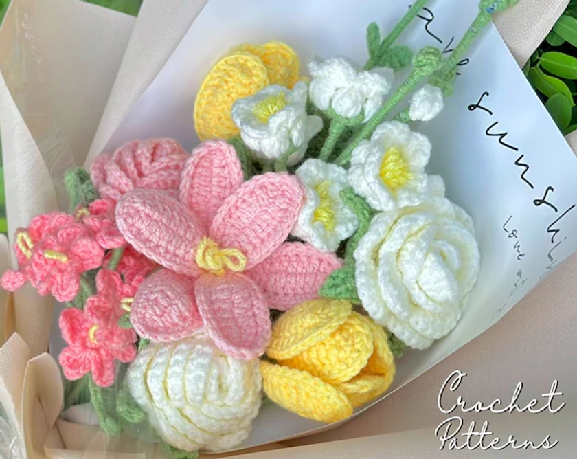 Flower Bouquet Crochet Pattern, Crochet Flower Bouquet Pattern, Crochet Flower Pattern, Wedding Flower