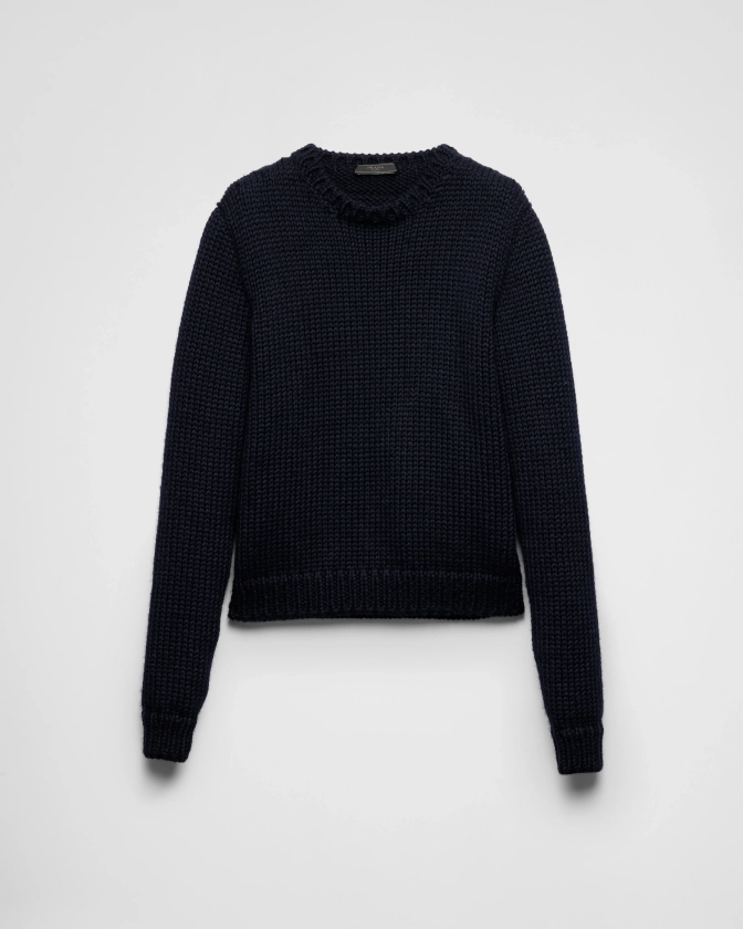 Pull à Col Rond En Laine Bleu | PRADA