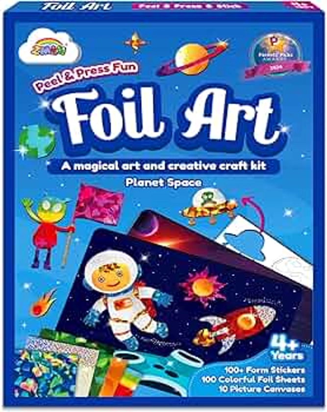 ZMLM Arts & Crafts Kit for Kids: Foil Art Planet Space Gift for 4 5 6 7 8 9 Year Old Girls Mess Free Art Craft Supplies for Kid Activity Kits Travel Toys Birthday Halloween Christmas Gifts