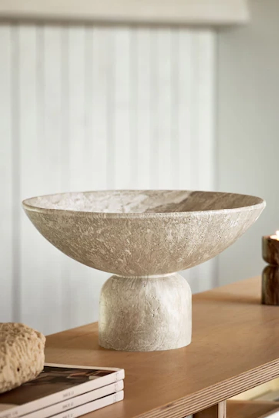 Natural Marble Effect Resin Sculptural Bowl