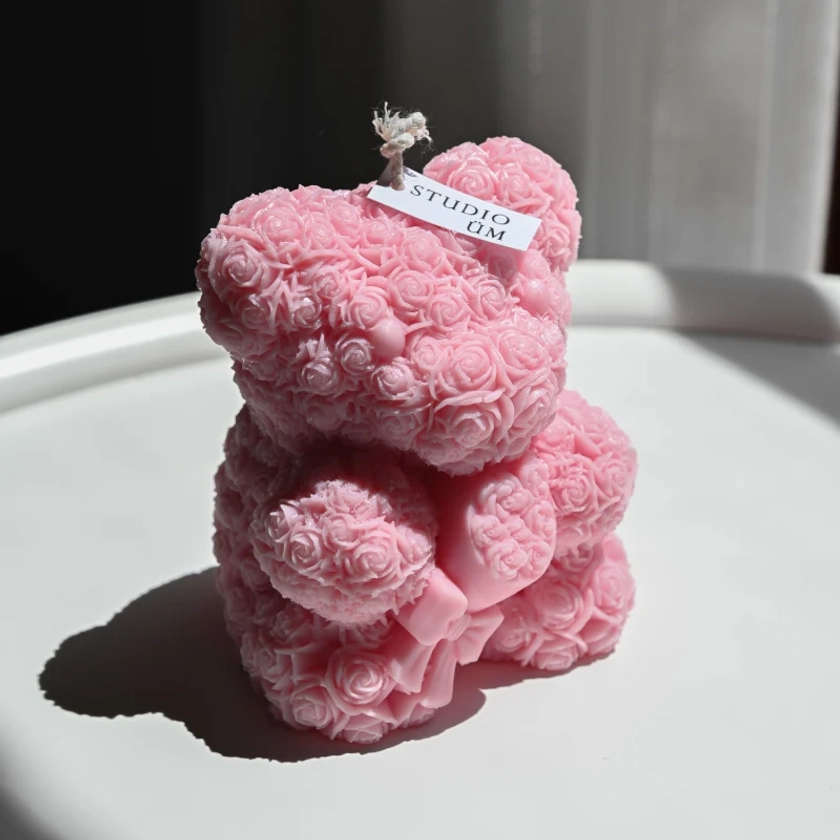 Pink Blossom Bear Candle