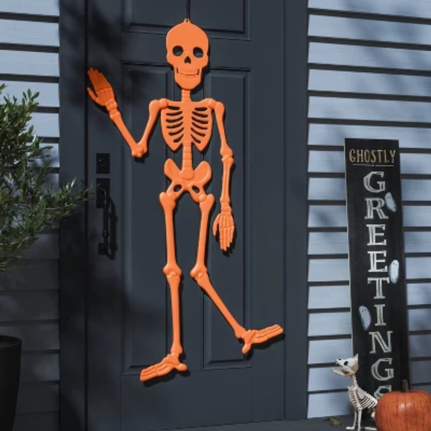 59" Jointed Skeleton Halloween Decorative Prop Neon Orange - Hyde & EEK! Boutique™