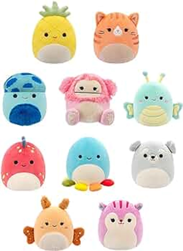 Squishmallows Original 5-Inch Plush Gigi Tabby Cat, Dolan Dino, Brina Bigfoot, Maui Pineapple, Amal Moth, and More - Ultrasoft Official Jazwares Plush, SQCR05536, 10 Count (Pack of 1)