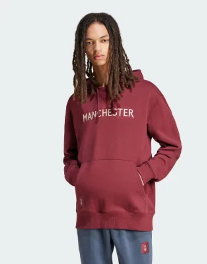 adidas Performance Manchester United Seasonal Hoodie in burgundy