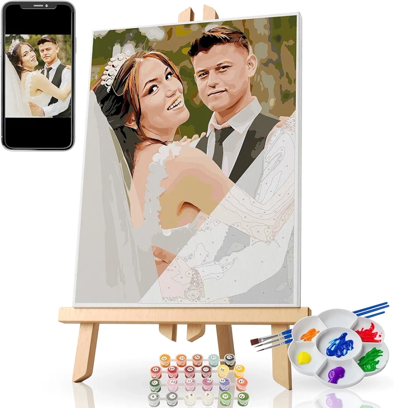 Custom Paint by Number From Photos, DIY Canvas Paint by Numbers for Beginners, Personalized Adults Digital Oil Painting Kits, Make Your Own Picture, Wall Decor Gift for Family, Boy Girl Friend