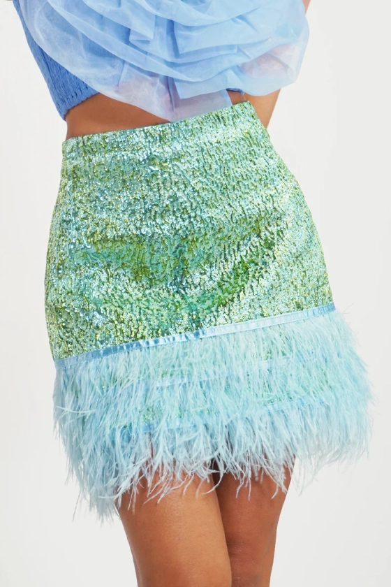 Once Upon A Wish Feather Mini Skirt