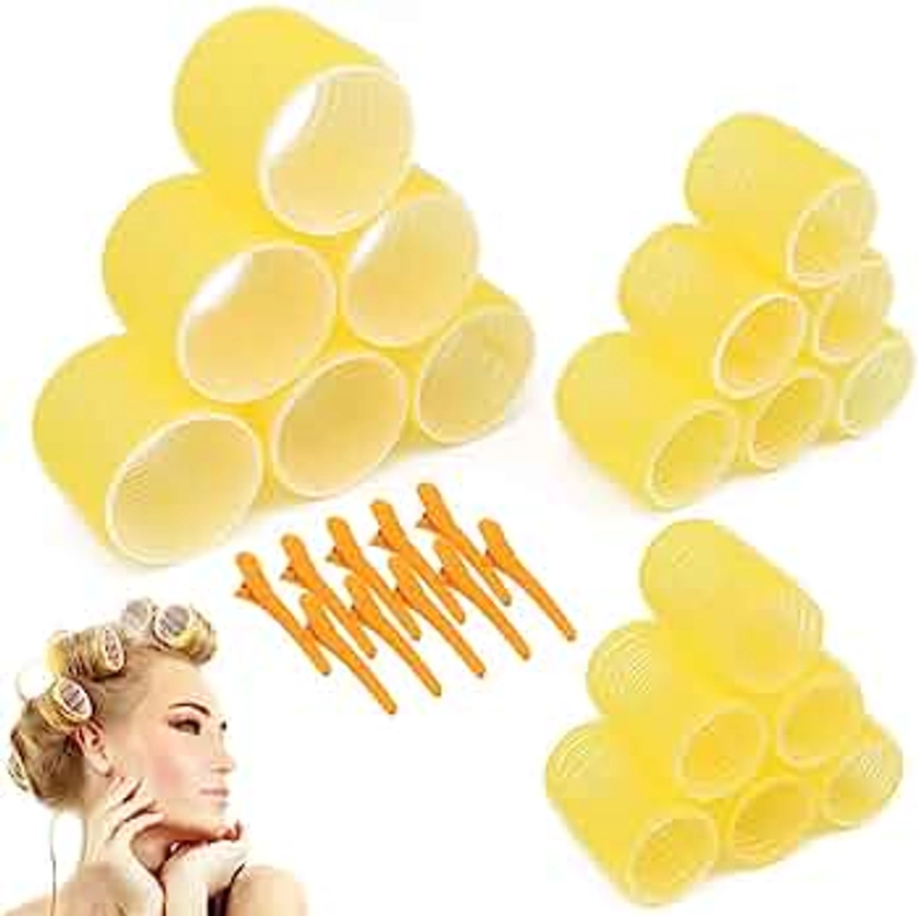 Jumbo Size Hair Roller sets, Self Grip, Salon Dressing Curlers, 3 Inch 18 Packs (6XJUMBO+6XLARGE+6XMEDUIEM)