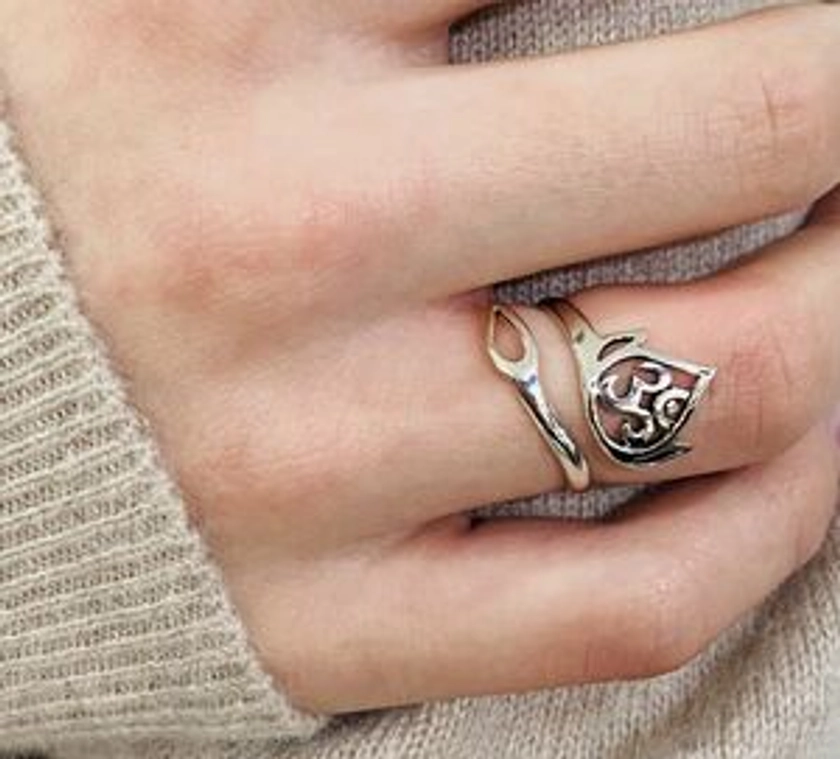 Lotus Om Silver Ring