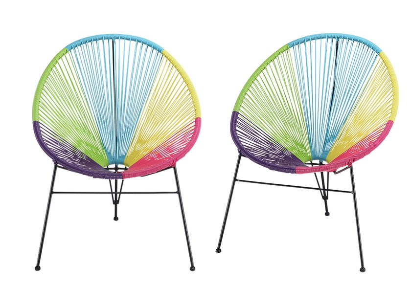 Conjunto de 2 sillas de jardín de fibras de resina trenzada - Multicolor - ALIOS II