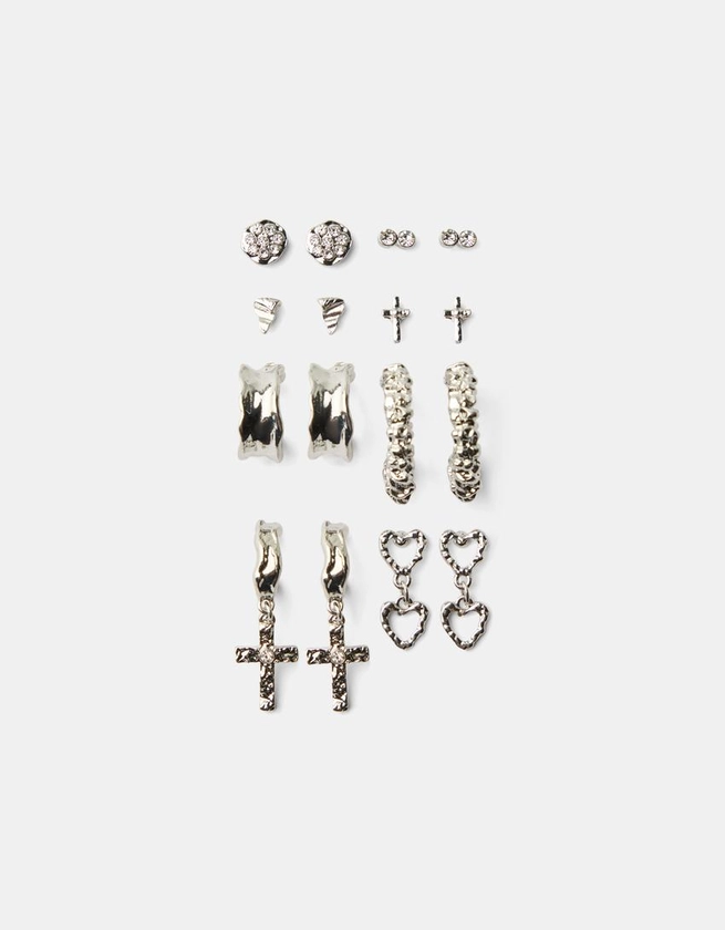 8-pack of textured earrings