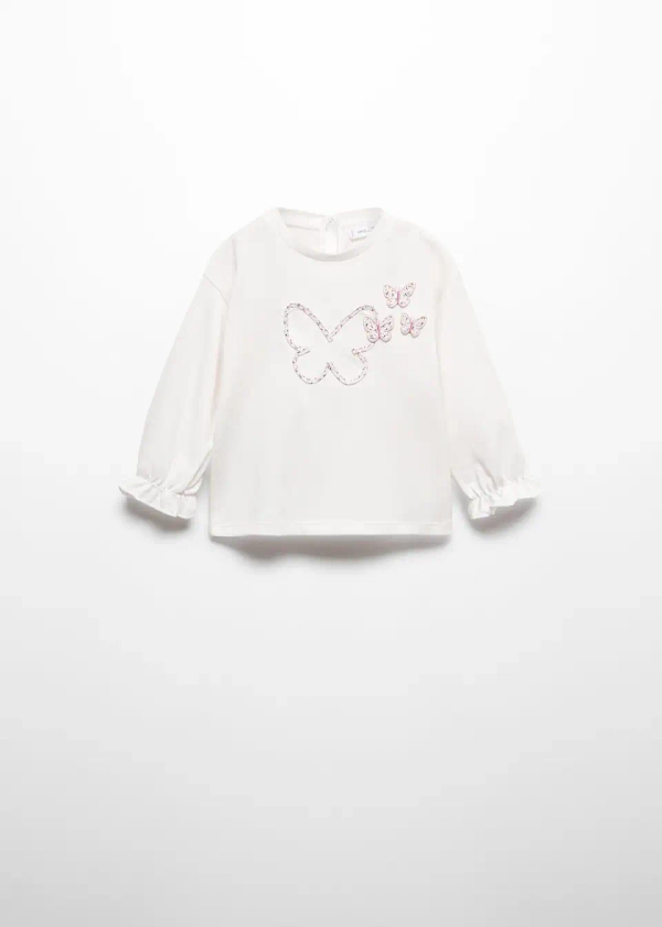 Embroidered butterflies t-shirt - Girls | Mango Kids United Kingdom