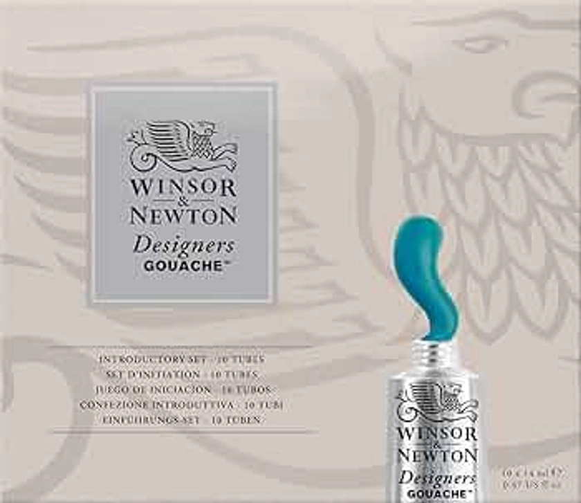 Winsor & Newton Designers' Gouache Introductory 10-Tube Paint Set, 14ml,Blue,green,ivory,white