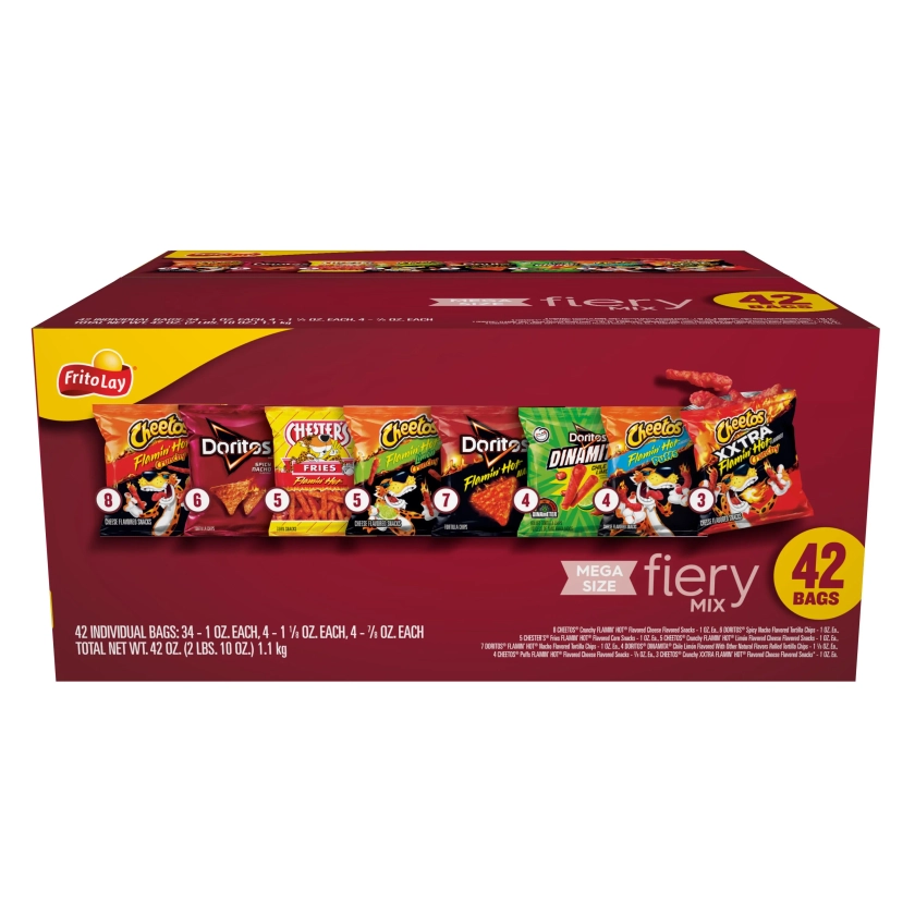 Frito-Lay Fiery Mix Chips and Snacks Variety Pack Snacks, 42 Count Multipack