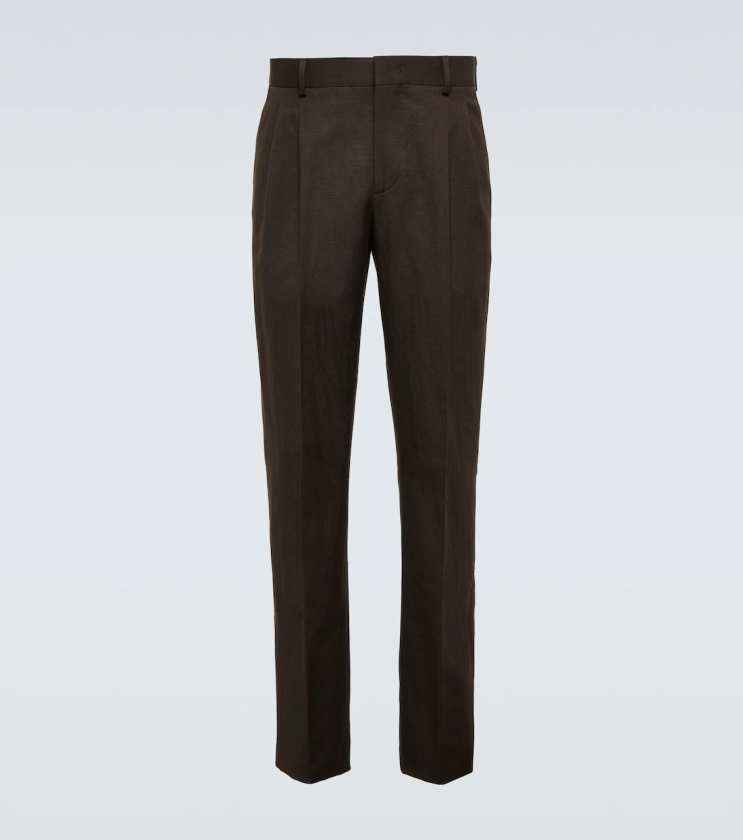 Pleated cotton and linen pants in brown - Loro Piana | Mytheresa