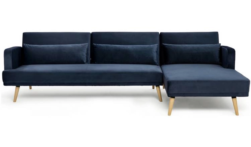 Habitat Andy Right Corner Velvet Clic Clac Sofa Bed - Navy