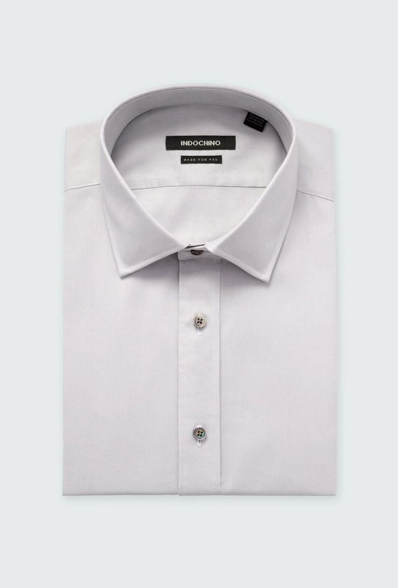 Men's Dress Shirts - Hailey Cotton Stetch Light Gray Shirt | INDOCHINO