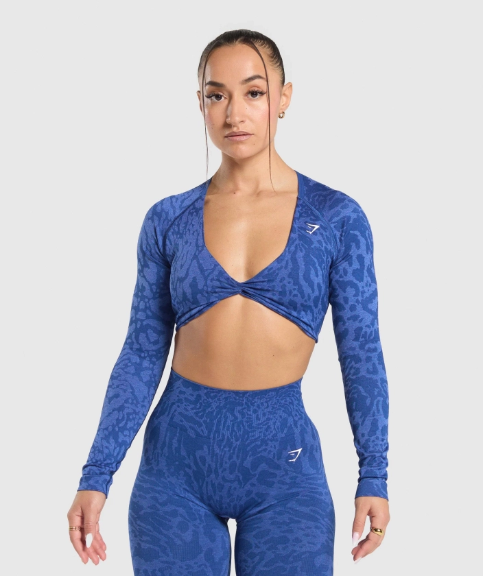 Gymshark Adapt Explore Long Sleeve Crop Top - Wave Blue/Iris Blue