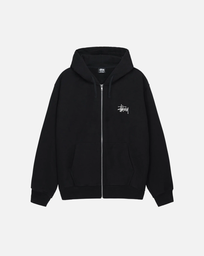 Basic Stüssy Zip Hoodie in black – Stüssy