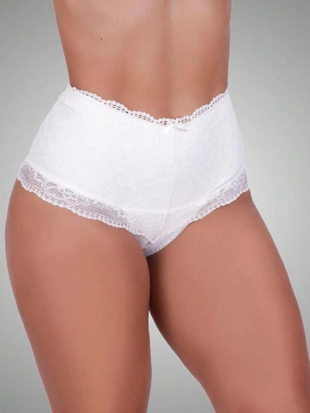 Cinta de Algodão com Detalhe em Renda Calcinha Cotton Cós Alto Modeladora Karen