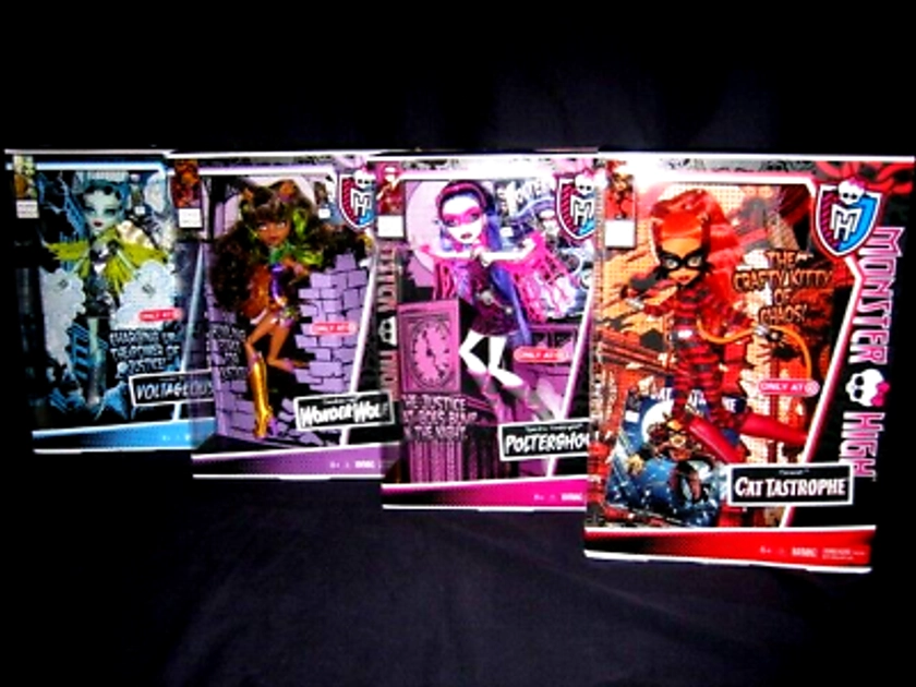 Monster High power ghouls set / 4 (Frankie,Spectra,Toralei,Clawdeen) NIB NRFB