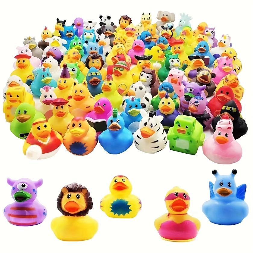 10/25/50pcs Colorful Rubber Ducks Toy Duckies For Kids And Toddlers, Bath Birthday Baby Showers Classroom, Summer Beach And Pool Activity, Children's