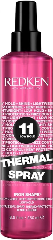 Redken Thermal Spray 11 Low Hold | Thermal Smoothing Holding Spray | For All Hair Types | Provides a Smooth, Silky & Frizz-Free Blow-Dry Finish | Mild Control | Protects Against Heat Damage | 8.5 Oz