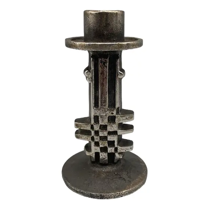 Brutalist Stainless Steel Candlestick from Olav Joff, Norway, 1970s