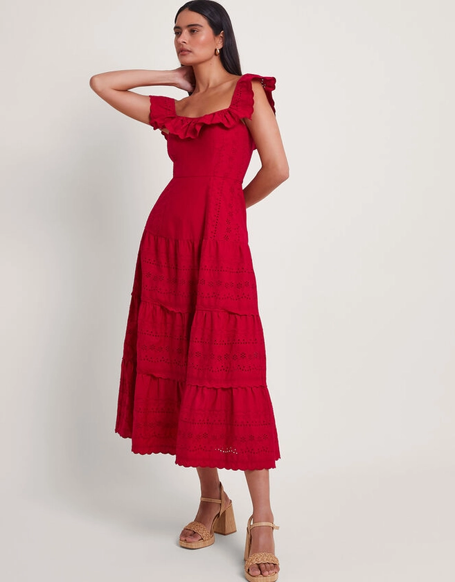 Lucy Broderie Dress Red