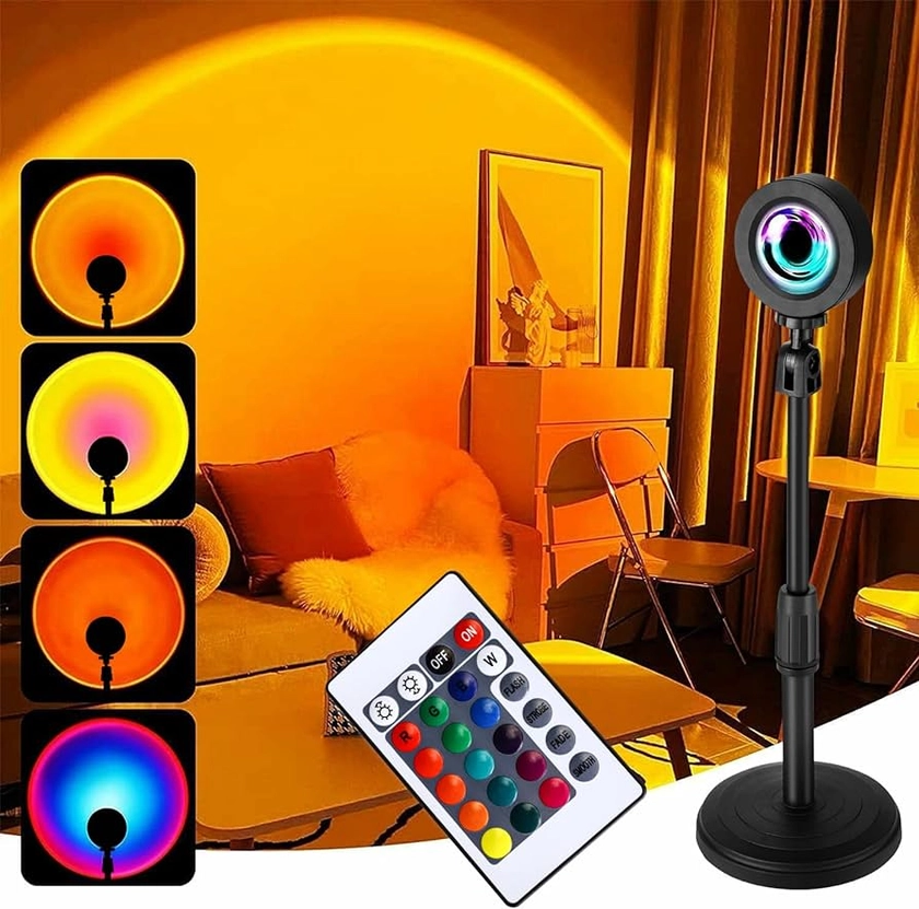 Sunset Lamp, 16 Colors Rainbow Sunset Projection Lamp, Height Adjuatable Sunset Projector Light Mood Lights, 360 ° Rotating Led Night Light Tiktok Home Decor : Amazon.co.uk: Lighting