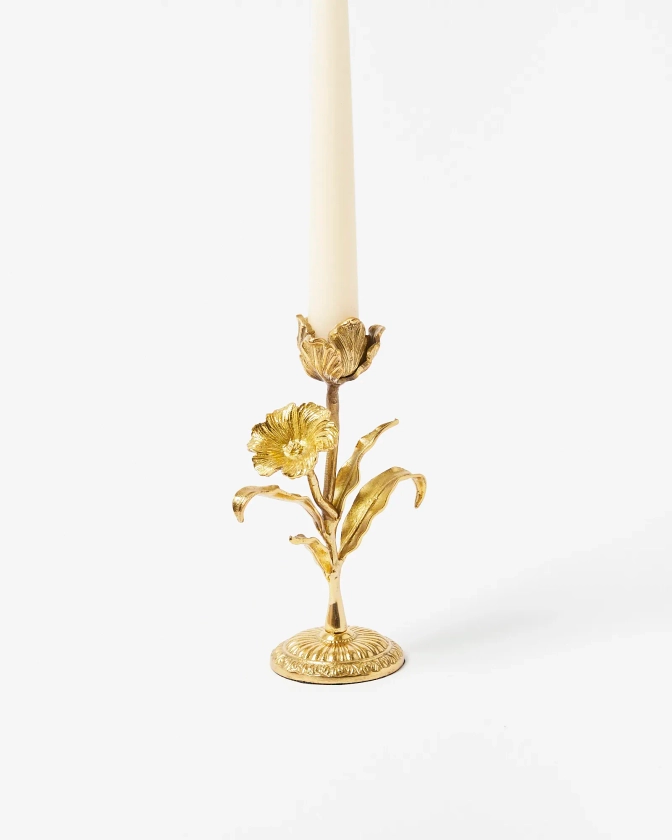 Flower Gold Metal Candlestick Holder | Oliver Bonas