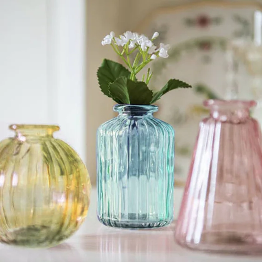 Multi coloured Mini Glass Bud Vases , glass vase, -Vintage Style Glass Bud Vases- vase for her- sweet small vase- glazed vase-bud vase-