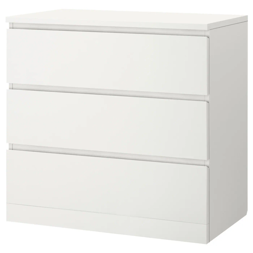 MALM Commode 3 tiroirs - blanc 80x78 cm