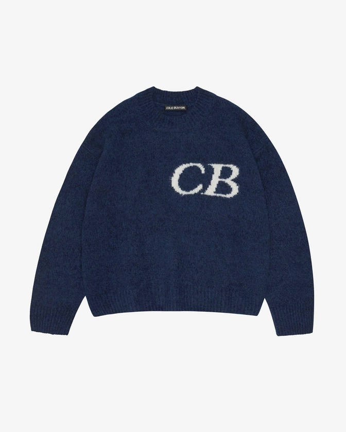 Cole Buxton | Logo Knit Sweater | Mens | Merino Wool | Blue