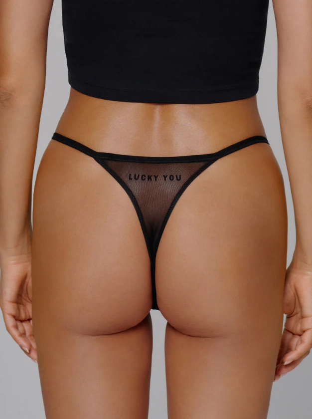 Lucky you Panty| Thong, Brazilian | Mesh | black | saint sass