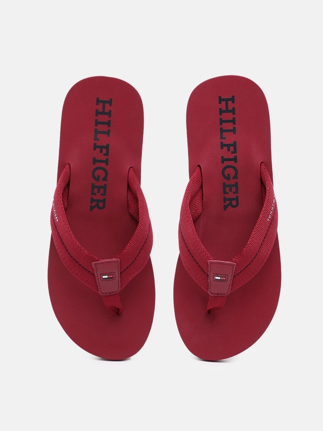 Tommy Hilfiger Men Self Design Thong Flip-Flops With Minimal Brand Logo Print Detail