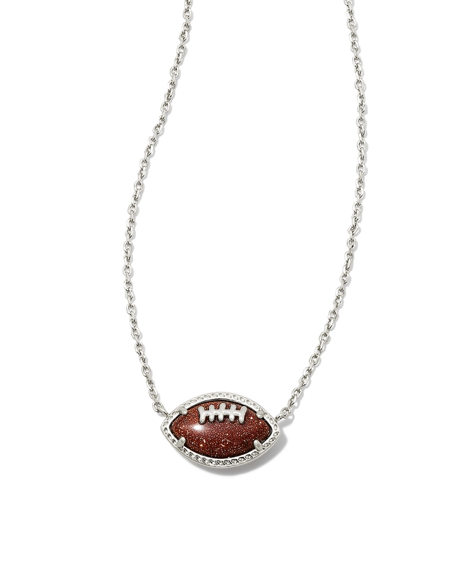 Football Silver Short Pendant Necklace in Orange Goldstone | Kendra Scott