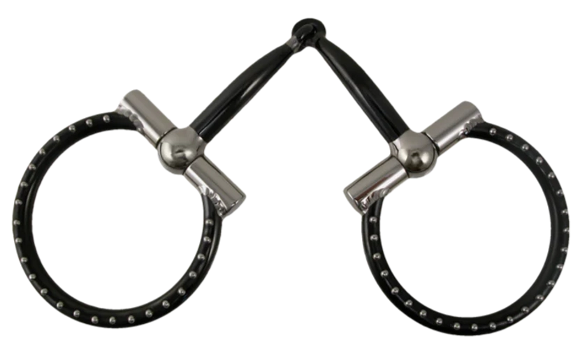 Ballhinge D-Ring Snaffle Black with Dots