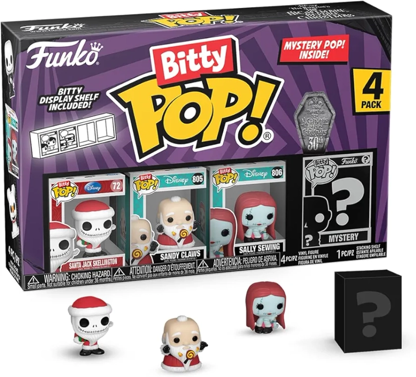 Funko Bitty Pop! The Nightmare Before Christmas Mini Collectible Toys 4-Pack - Santa Jack, Sandy Claws, Vampire Teddy with Duck & Mystery Chase Figure (Styles May Vary)