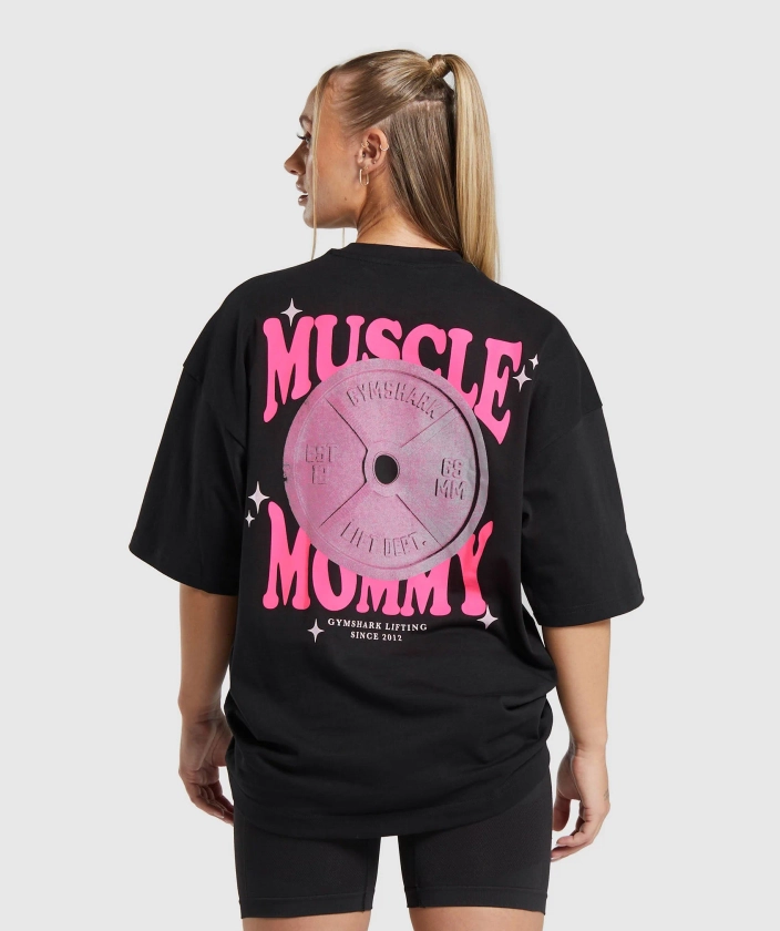 Gymshark Muscle Mommy Graphic Boyfriend Fit T-Shirt - Black