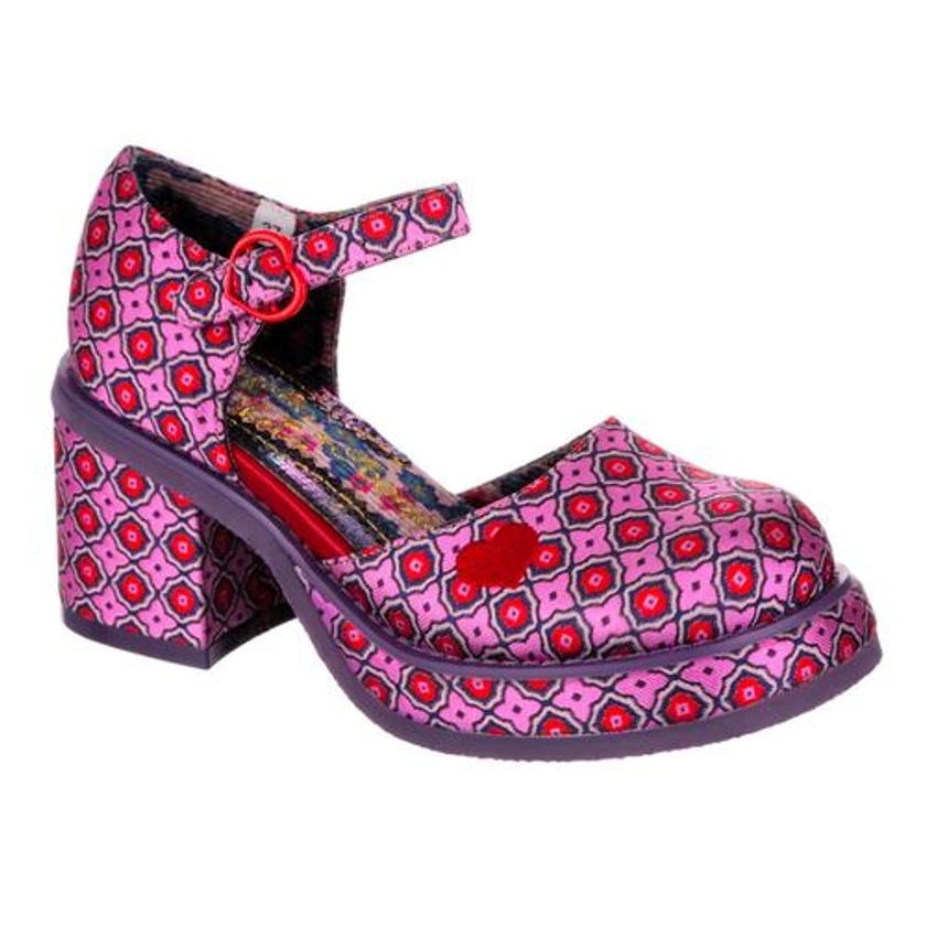 Irregular Choice 70s Night Fever Mary Jane Shoes in Purple Red