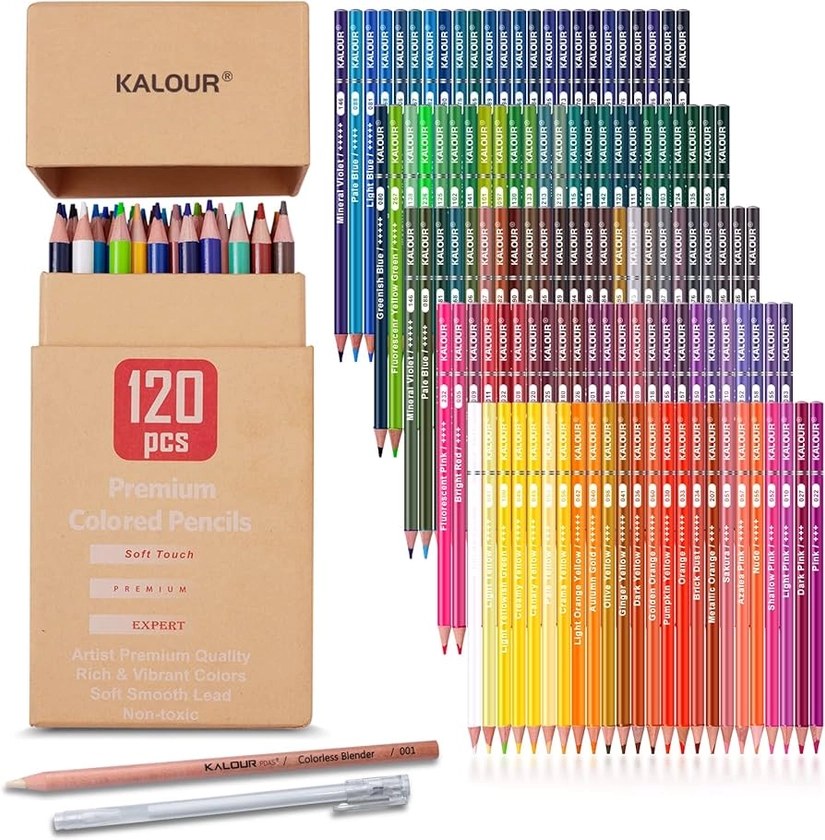 KALOUR Premium Colored Pencils,Set of 120 Colors,Artists Soft Core with Vibrant Color,Ideal for Drawing Sketching Shading,Coloring Pencils for Adults Beginners kids…