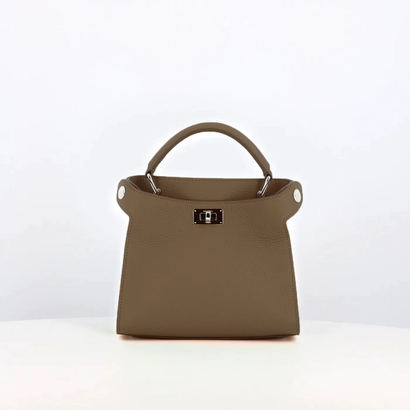 LEATHER HANDBAG LUTECE NANO TAUPE