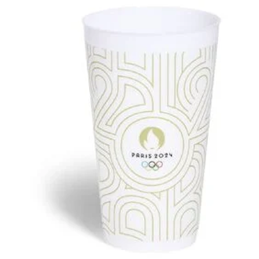 Gobelet réutilisable polypropylène blanc JO Paris 2024 650mL